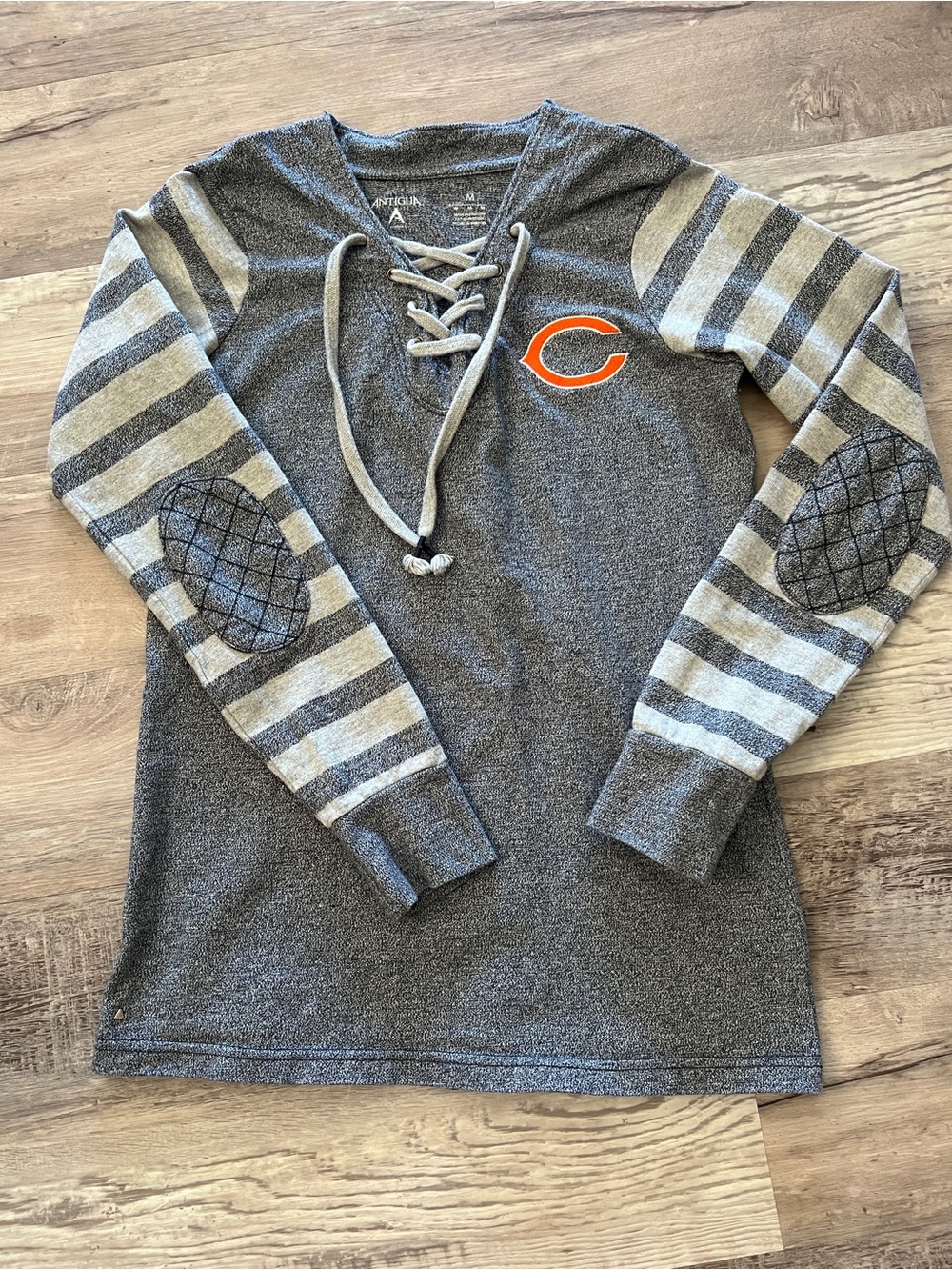 Antigua Chicago Bears Womens M Blue Heathered Lace Up Sweatshirt NFL